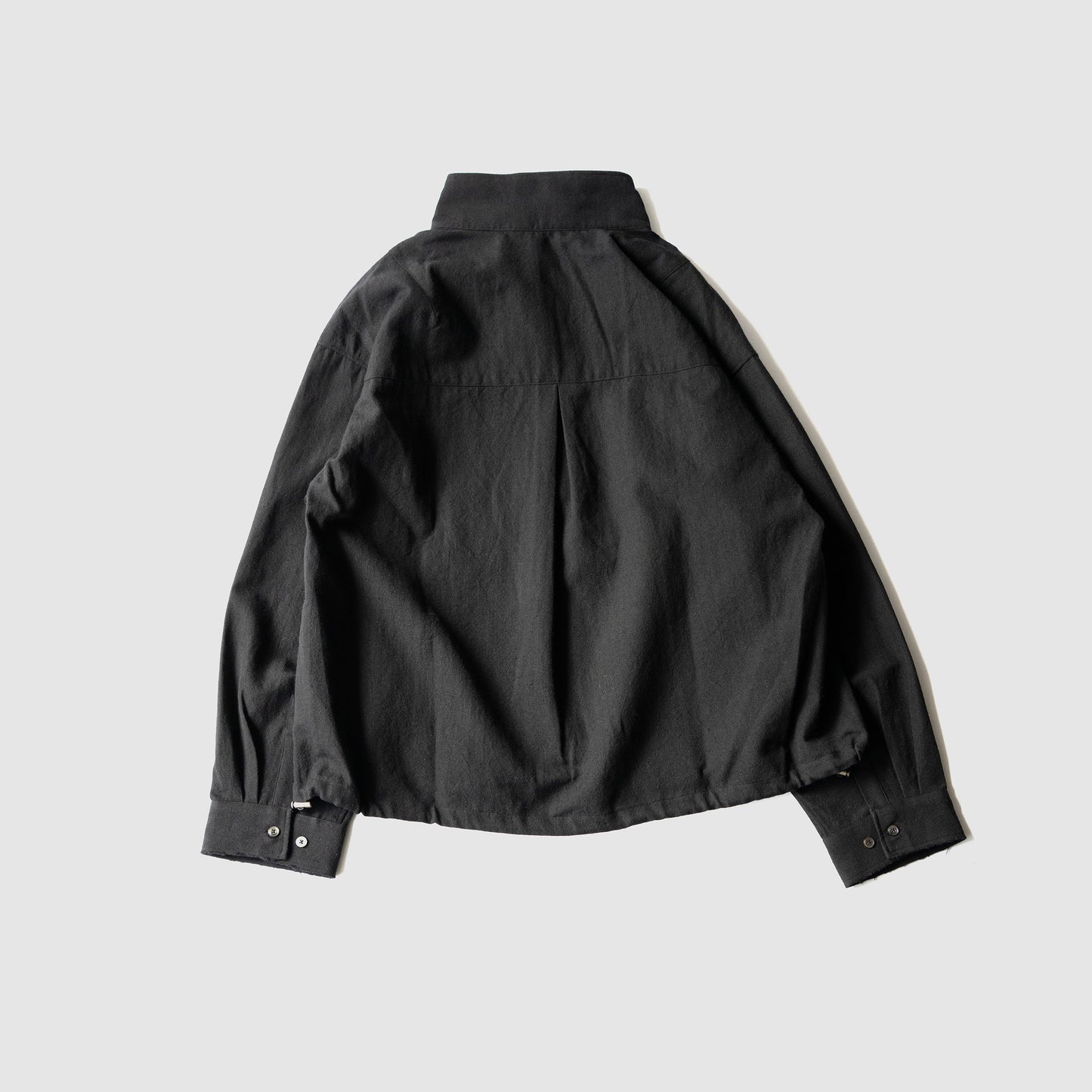 ANCELLM / WOOL HALF ZIP PULL OVER SHIRT "BLACK"