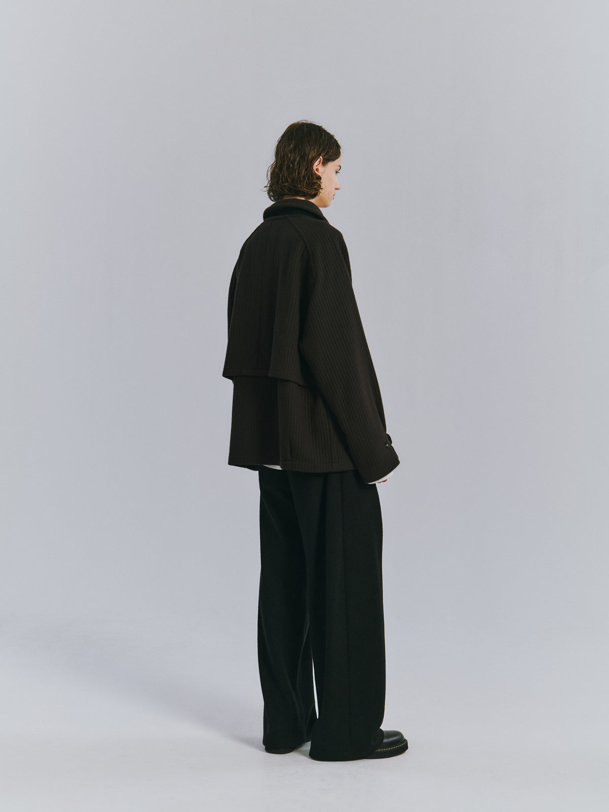 ANCELLM / 140's WOOL PIQUE WORK JACKET "BLACK"
