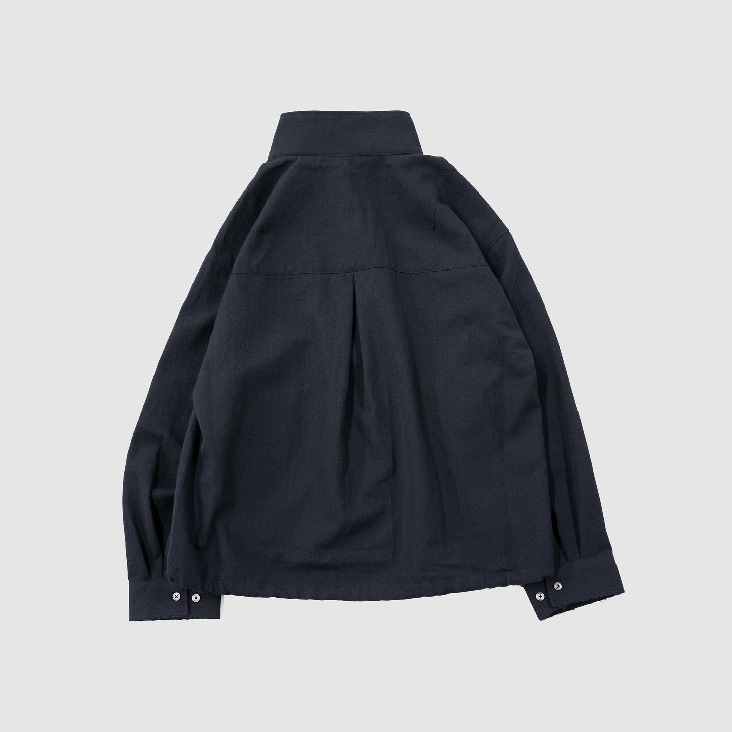 ANCELLM / WOOL HALF ZIP PULL OVER SHIRT "NAVY"