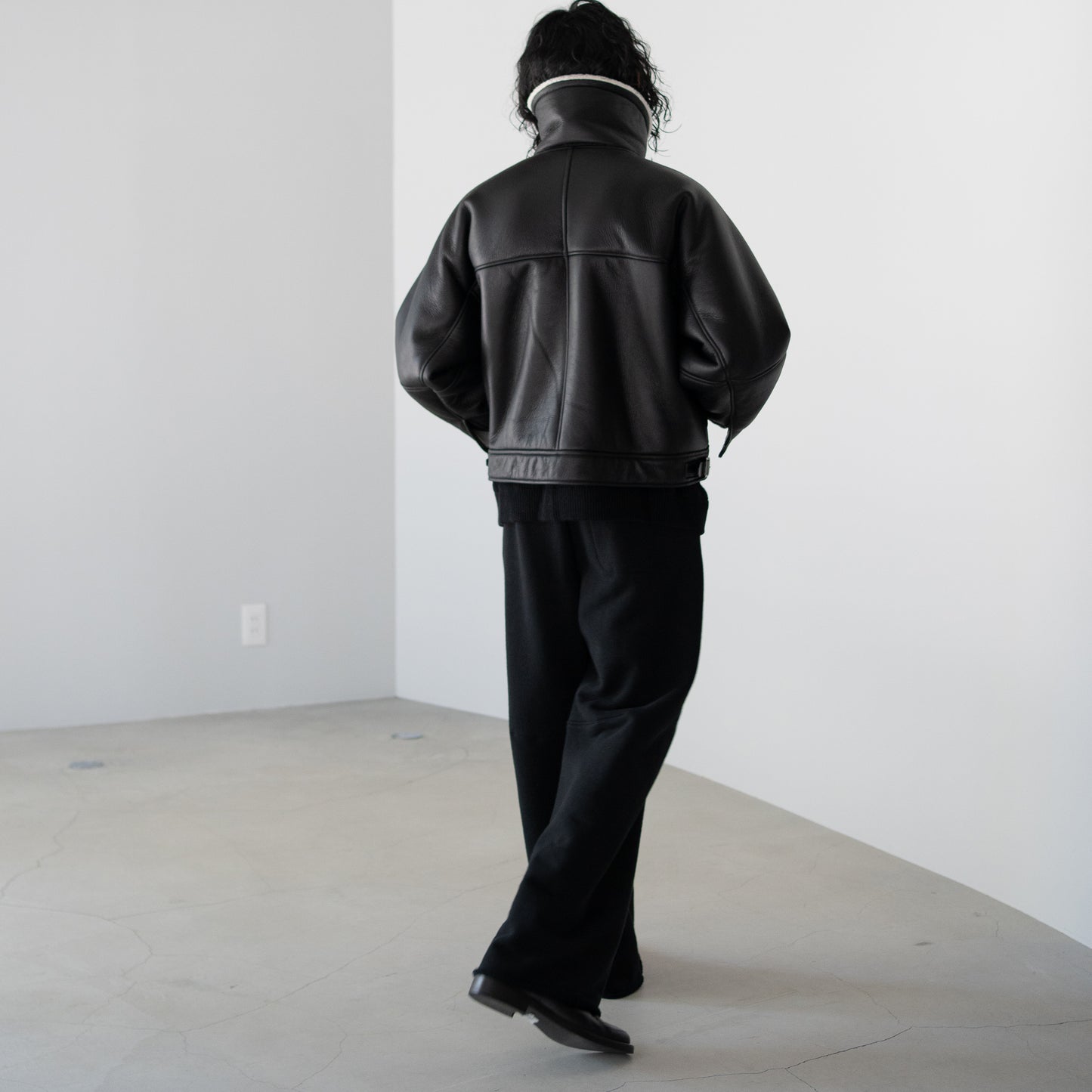 ANCELLM / MOUTON DOUBLE JACKET "WHITE×BLACK"