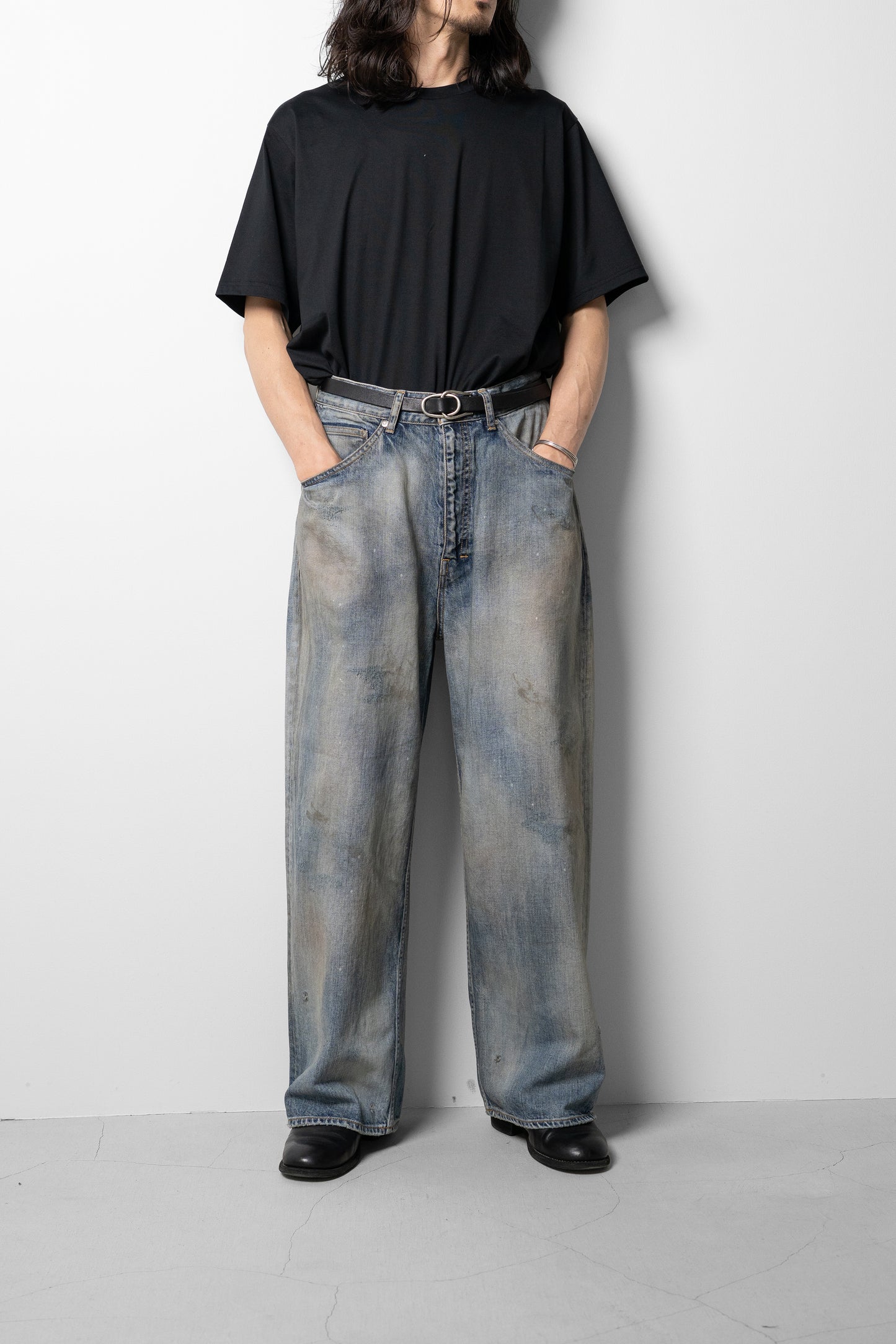 ANCELLM / STRAIGHT WIDE DENIM PANTS "INDIGO"