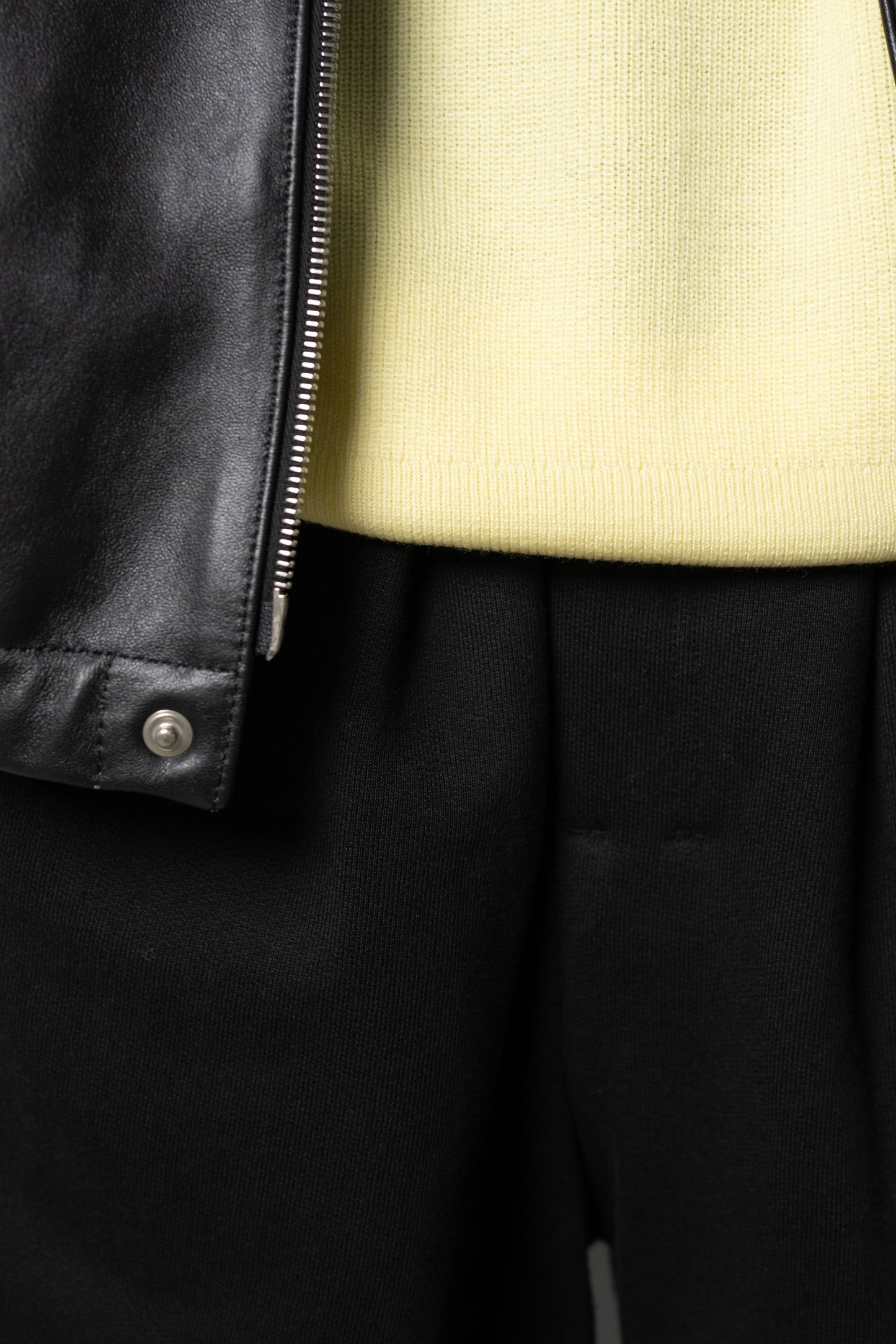 ANCELLM / 120'S WOOL HALF ZIP KNIT "YELLOW"