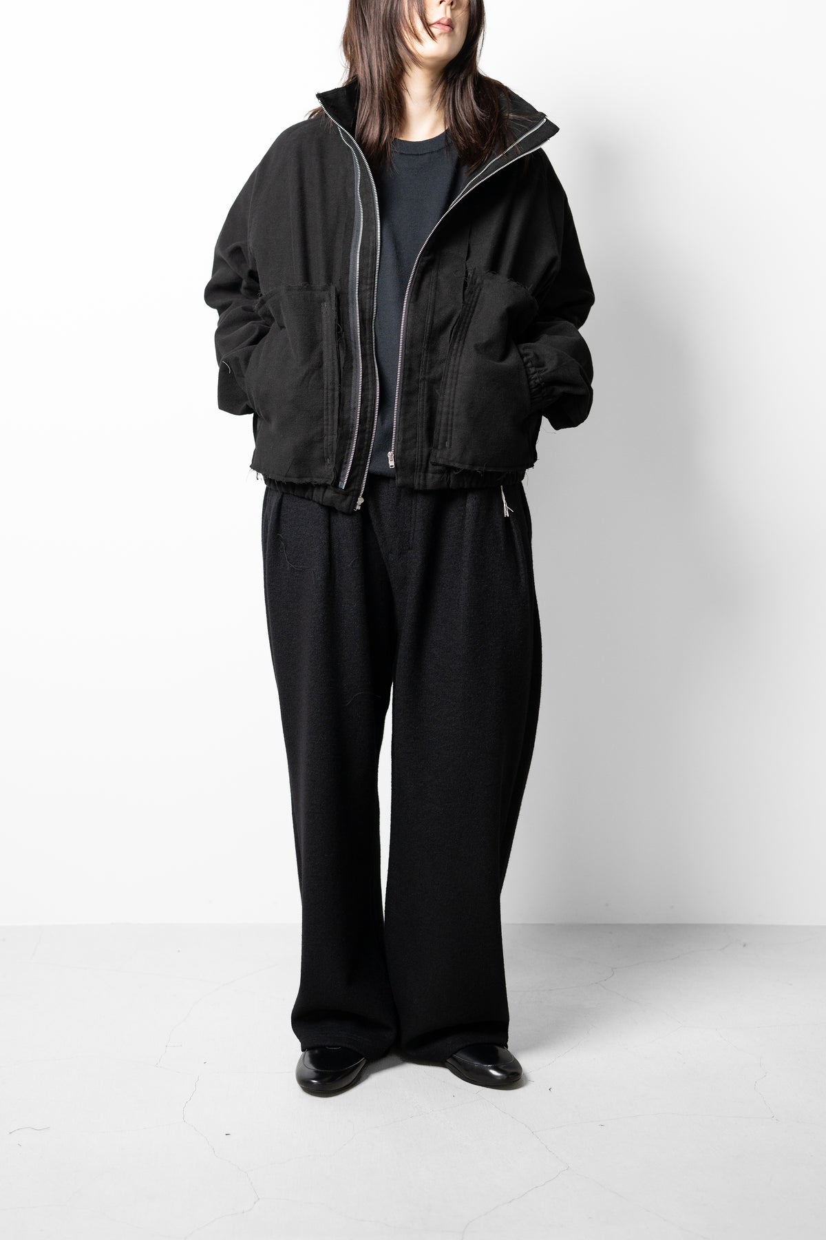 BIBLIOTHERK / MOLESKIN ZIP SHORT BULOUSON "BLACK"