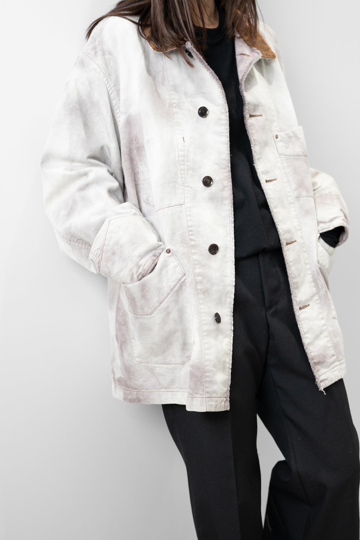 ANTHEM A/ HAND VINTAGE DYED SPARKLE DENIM JACKET "FOG PURPLE"