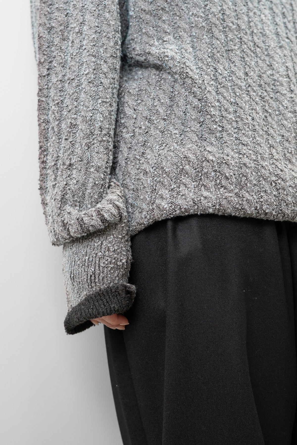 Kota Gushiken/ Bleach & Dye Cable Knit "Light Blue"