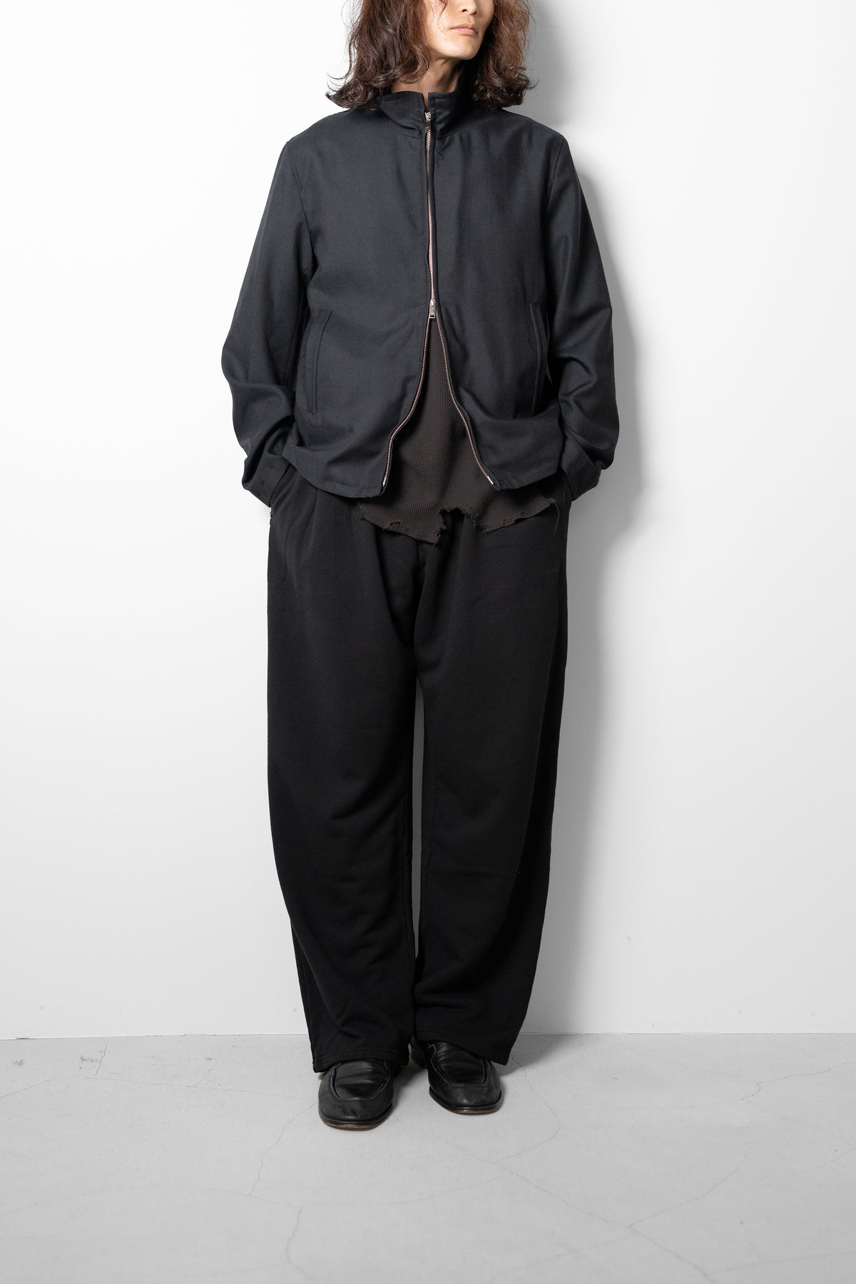 YOKE/ Sculptural Wired Zip Blouson "Carbon"