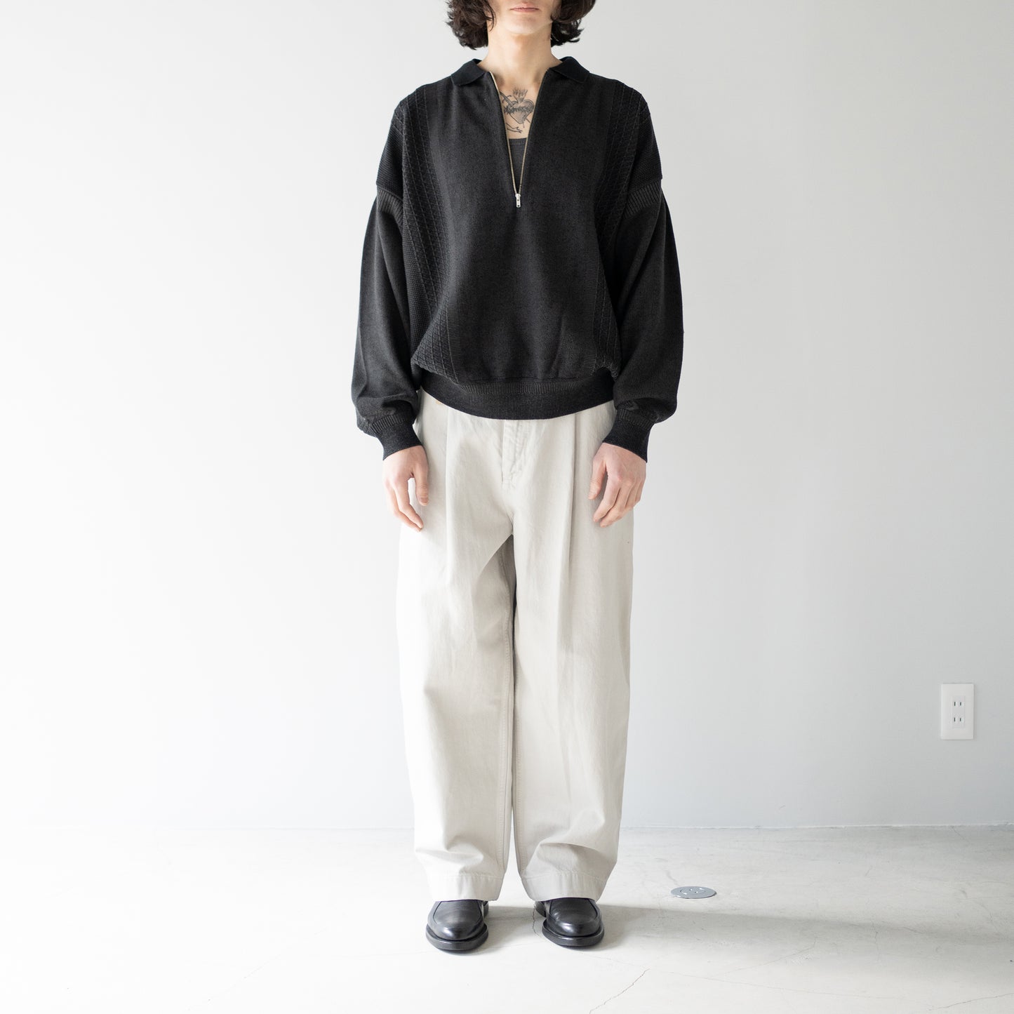 YASHIKI / Kanto Zip Polo "BLACK"