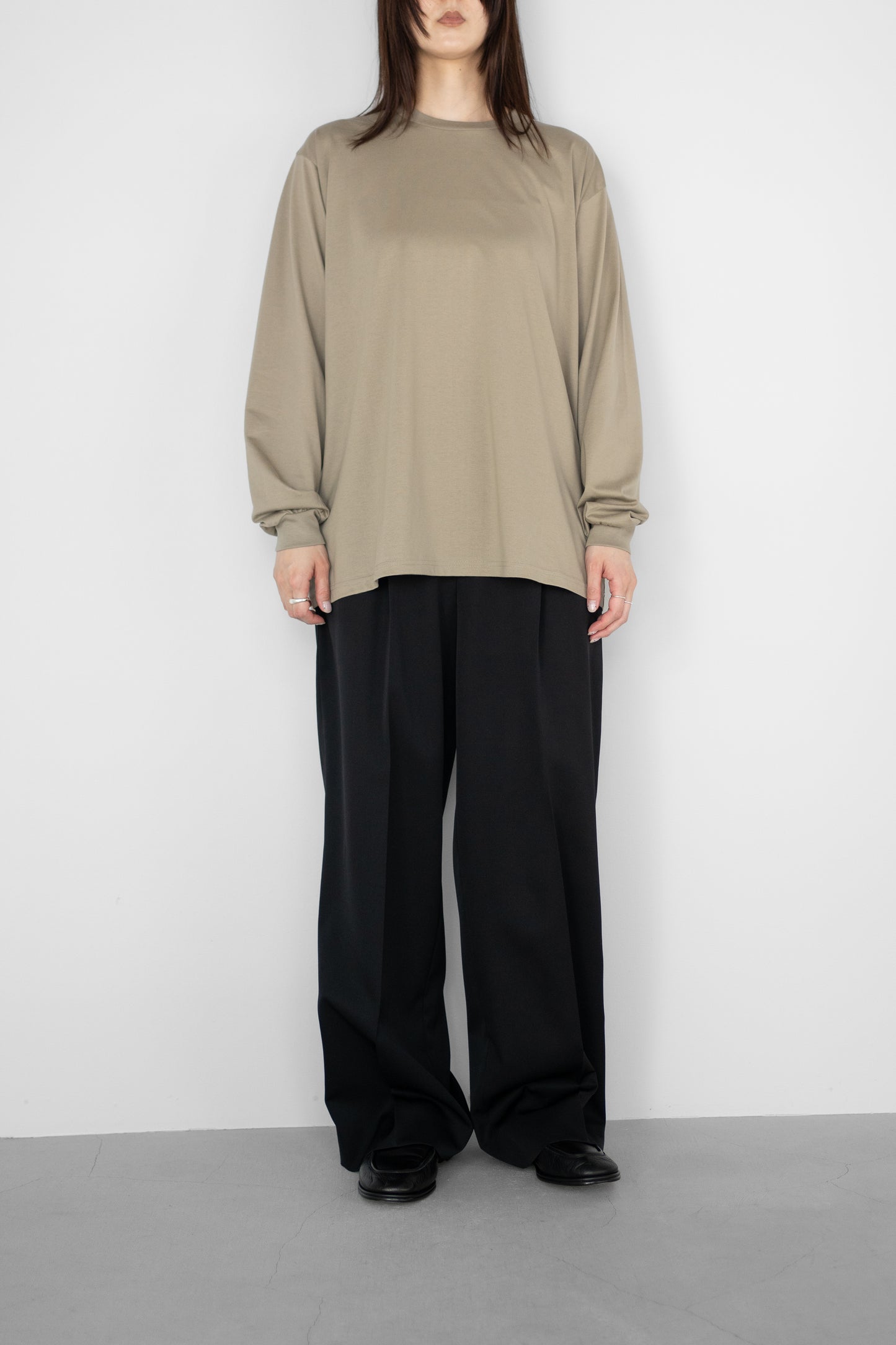 ssstein/ SUVIN COTTON BASIC LS TEE "KHAKI"