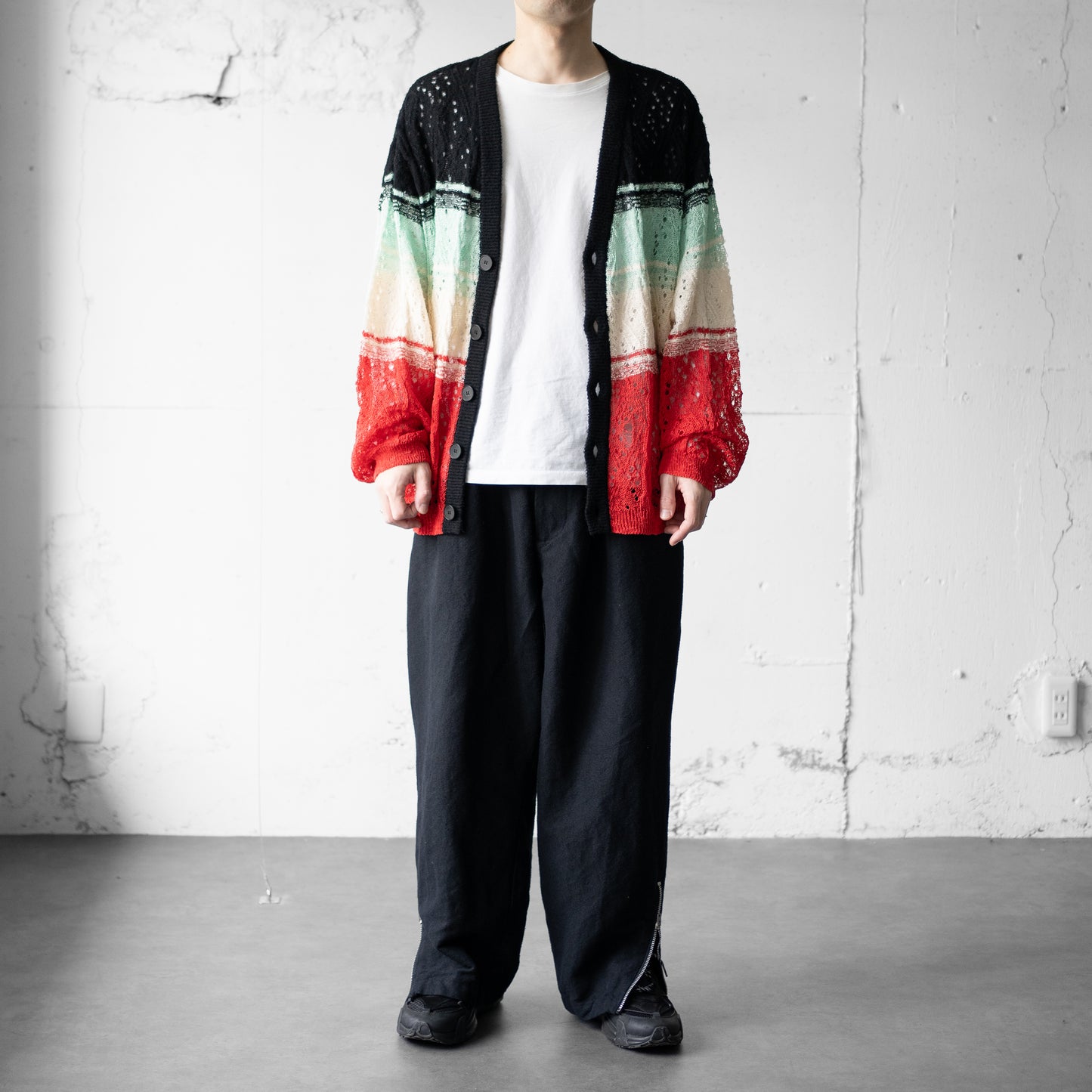 Kota Gushiken/ Broken Lace Border Cardigan "Black"