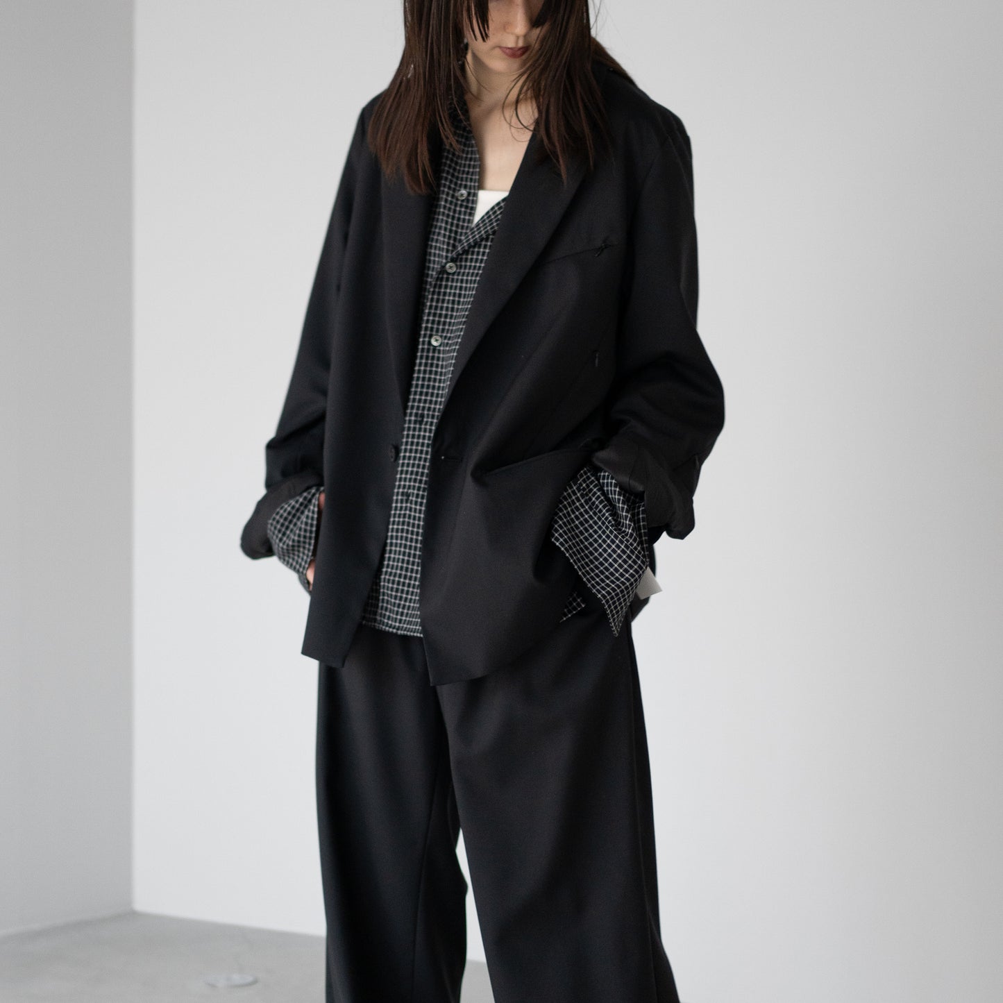 Afiit / RAYON CHECK SHIRT "BLACK"