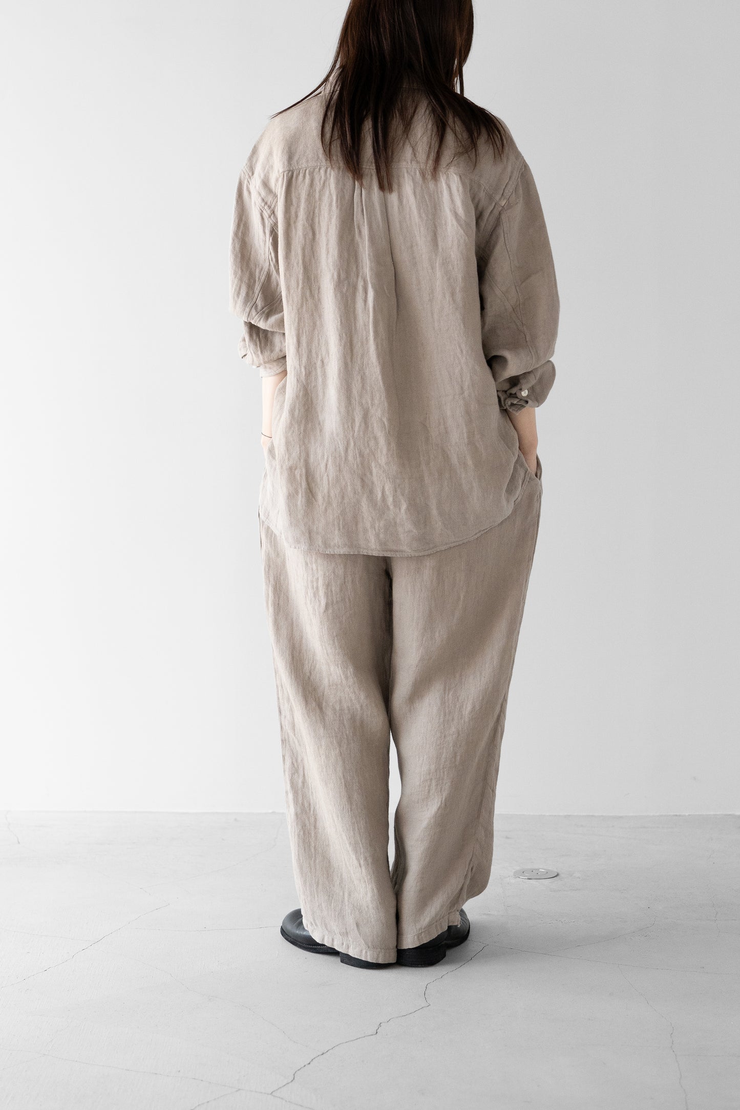 ANCELLM / LINEN OVER SHIRT "BEIGE"