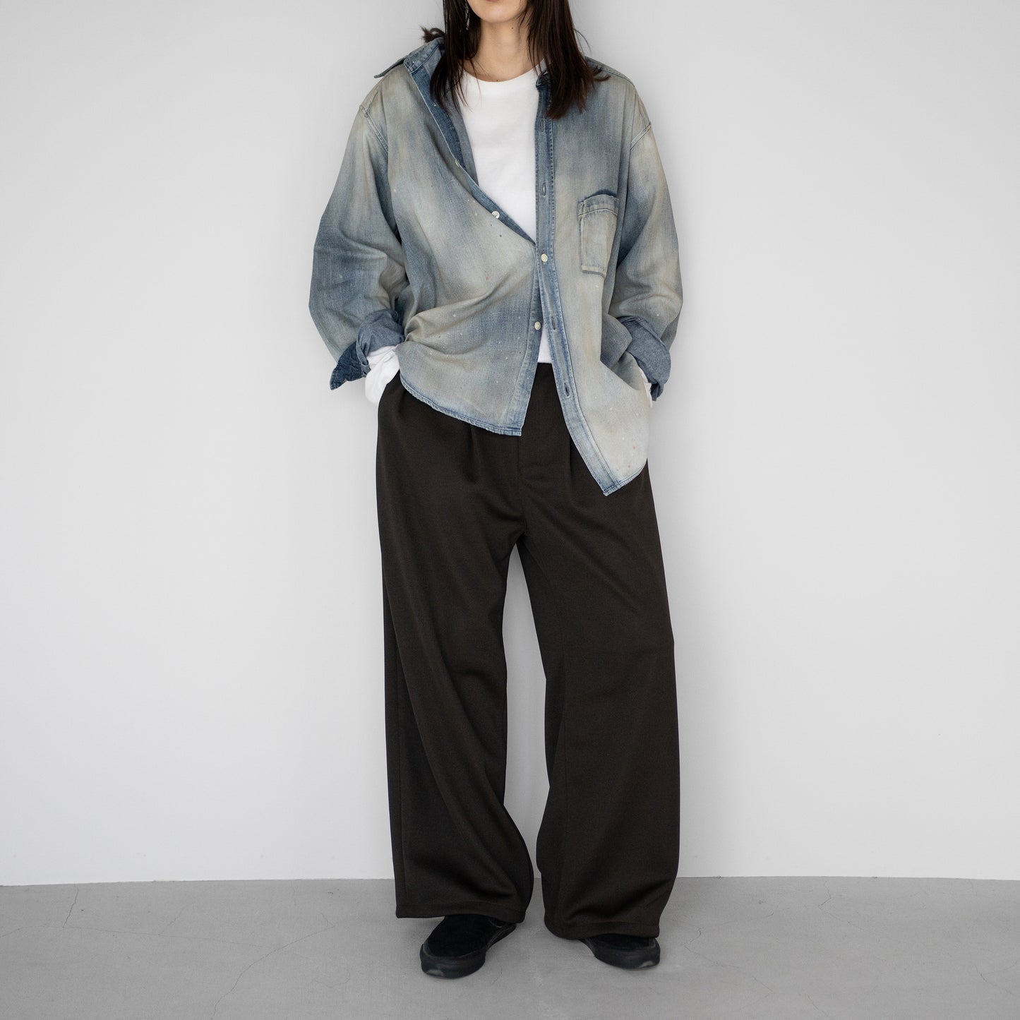 ANCELLM / TRACK WIDE PANTS "BROWN"