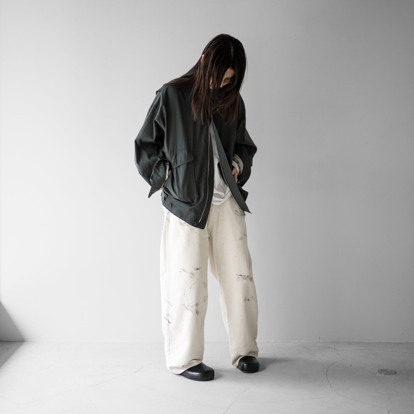 YOKE/ Wool Nylon Flight Jacket "DARK GREEN"