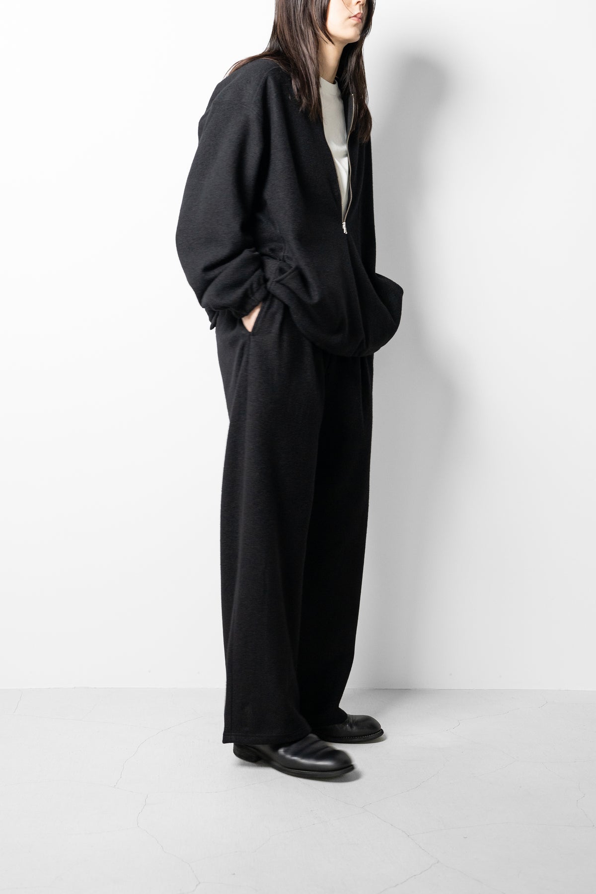 ANCELLM / WOOL PULL OVER SHIRT "BLACK"