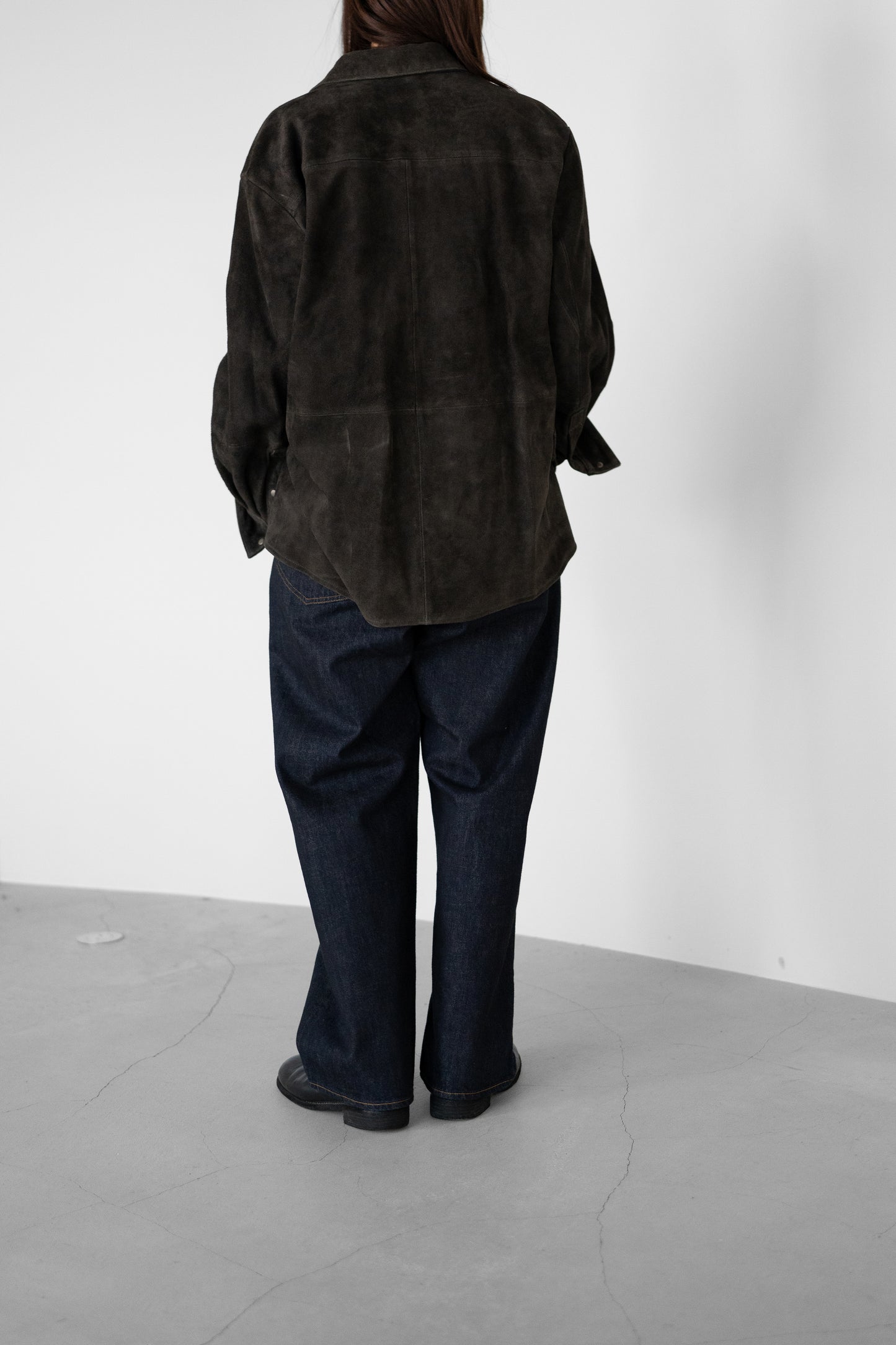 ANCELLM / GEEP LEATHER OVER SHIRT "BLACK"