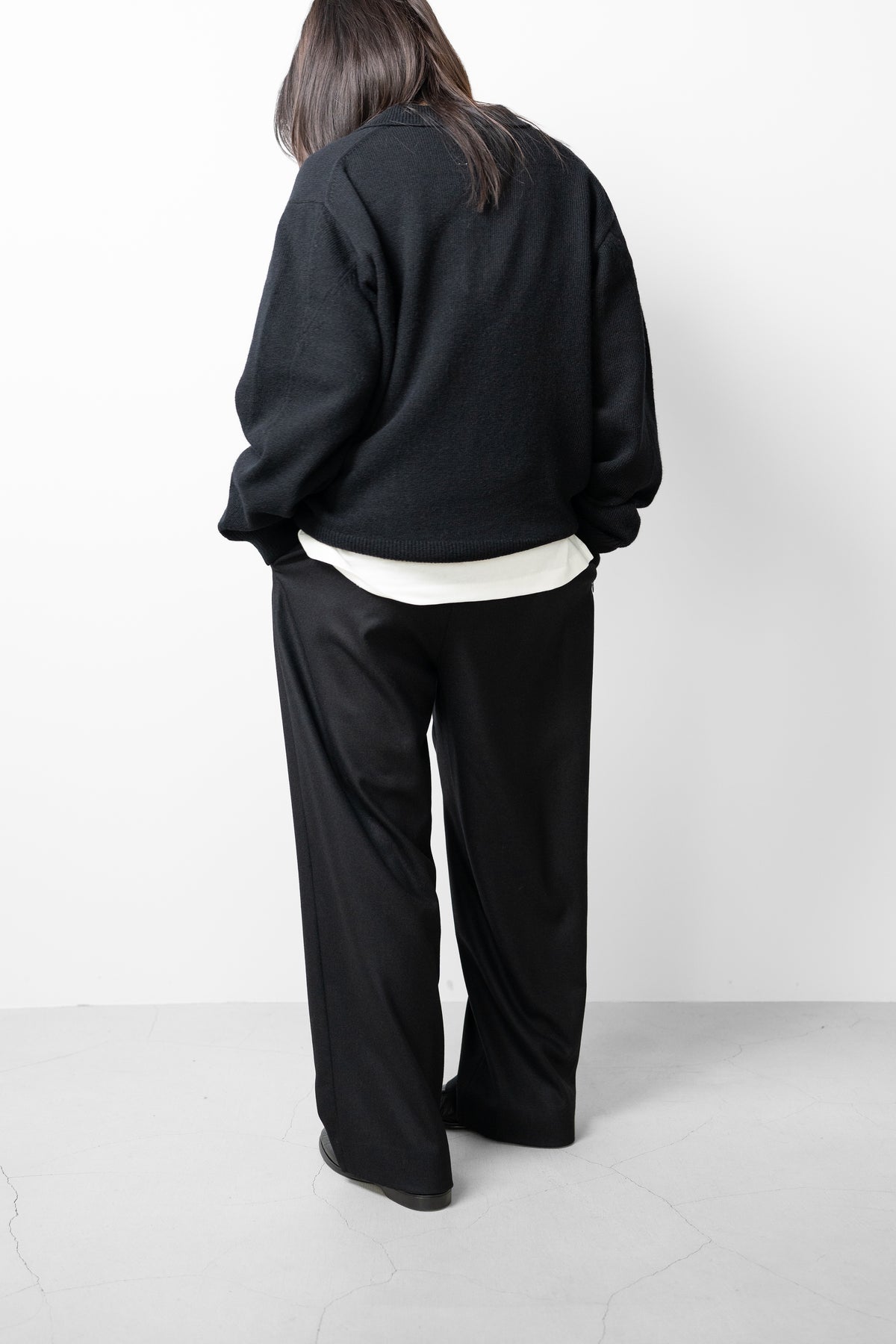 ANCELLM / SHETLAND WOOL SKIPPER KNIT "BLACK"