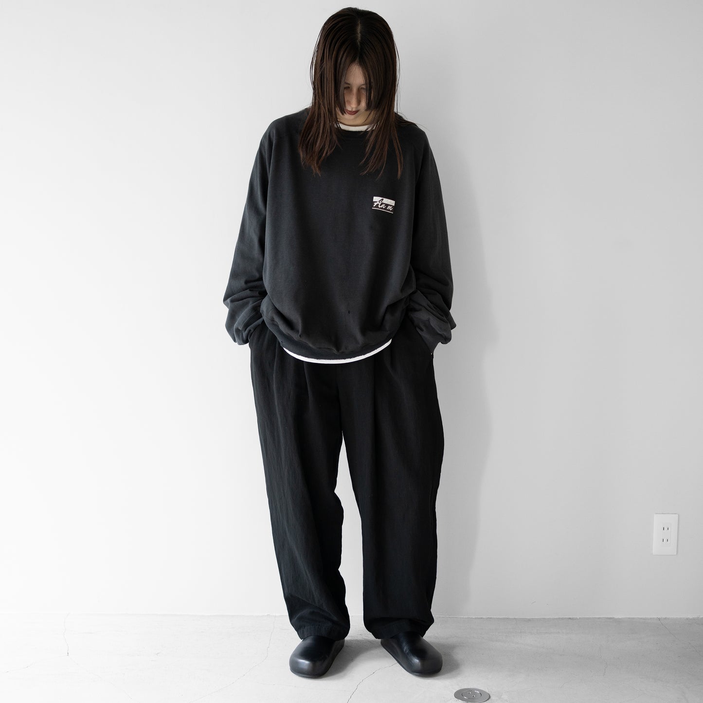 ANCELLM / LIGHT LOOP SWEAT SHIRT "BLACK"