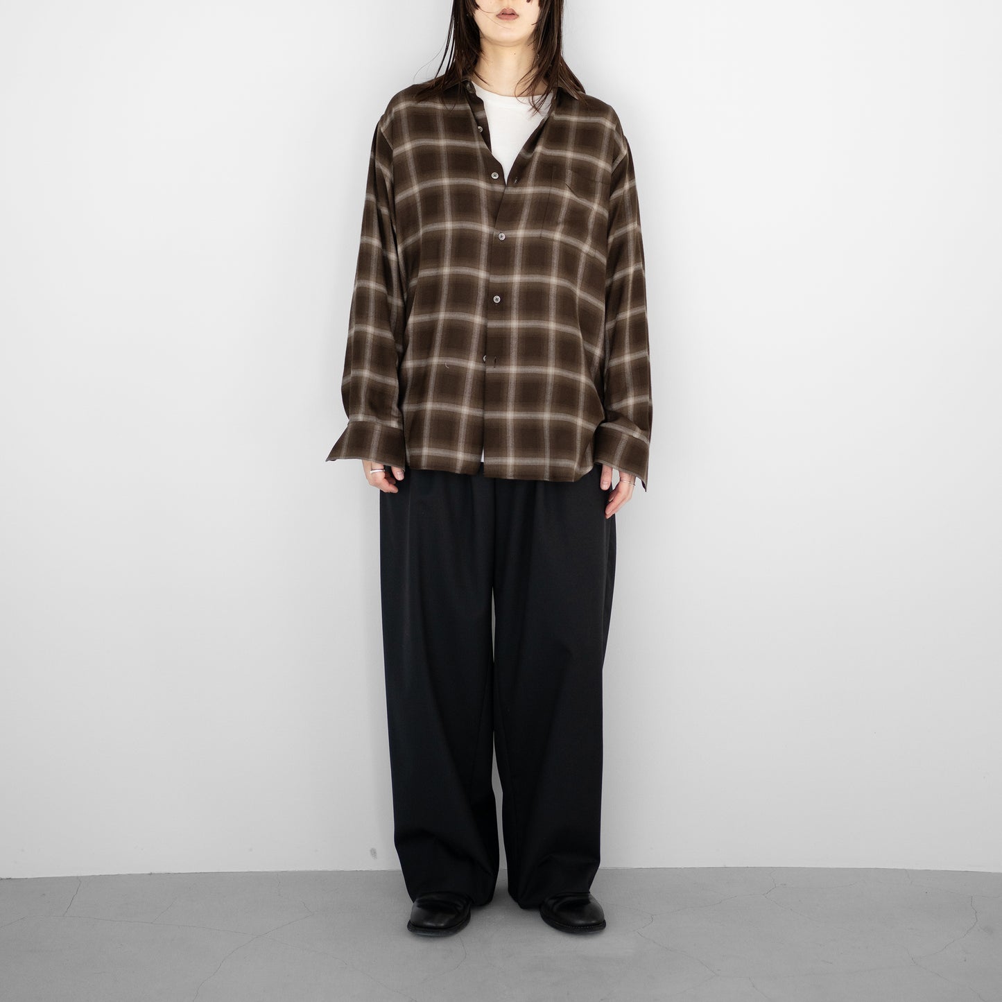 ssstein/ LY/VIS CHECK OVERSIZED LS SHIRT "BROWN OMBRE"