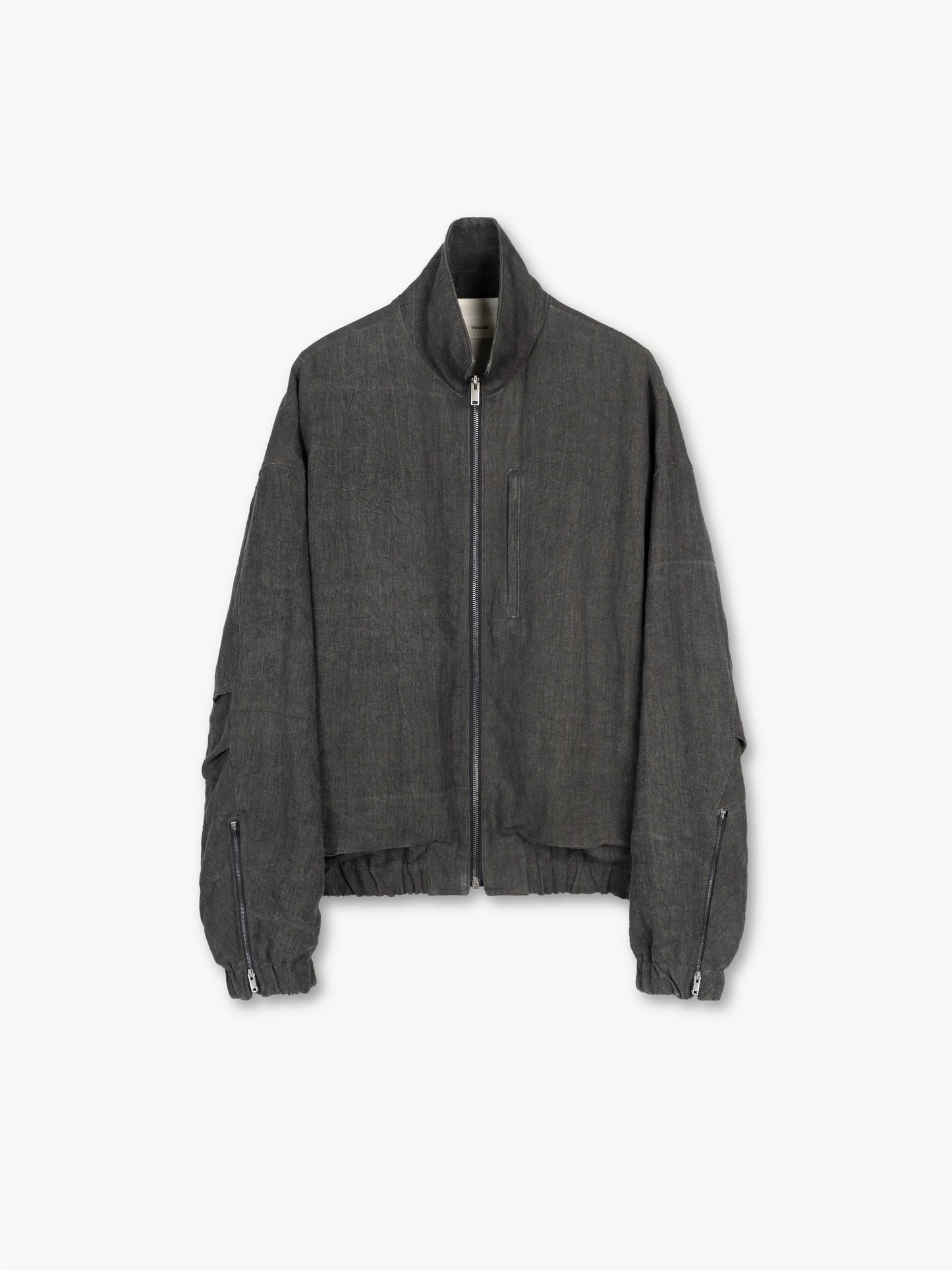 VUJA DÉ / Kira Drape Blouson in Sumi-Dyed Linen "Grey"