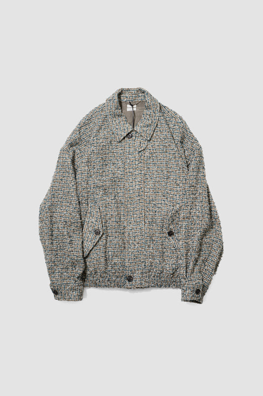 YOKE/ Needlepunched Cotton Plaid Drizzler Jacket "Gray"