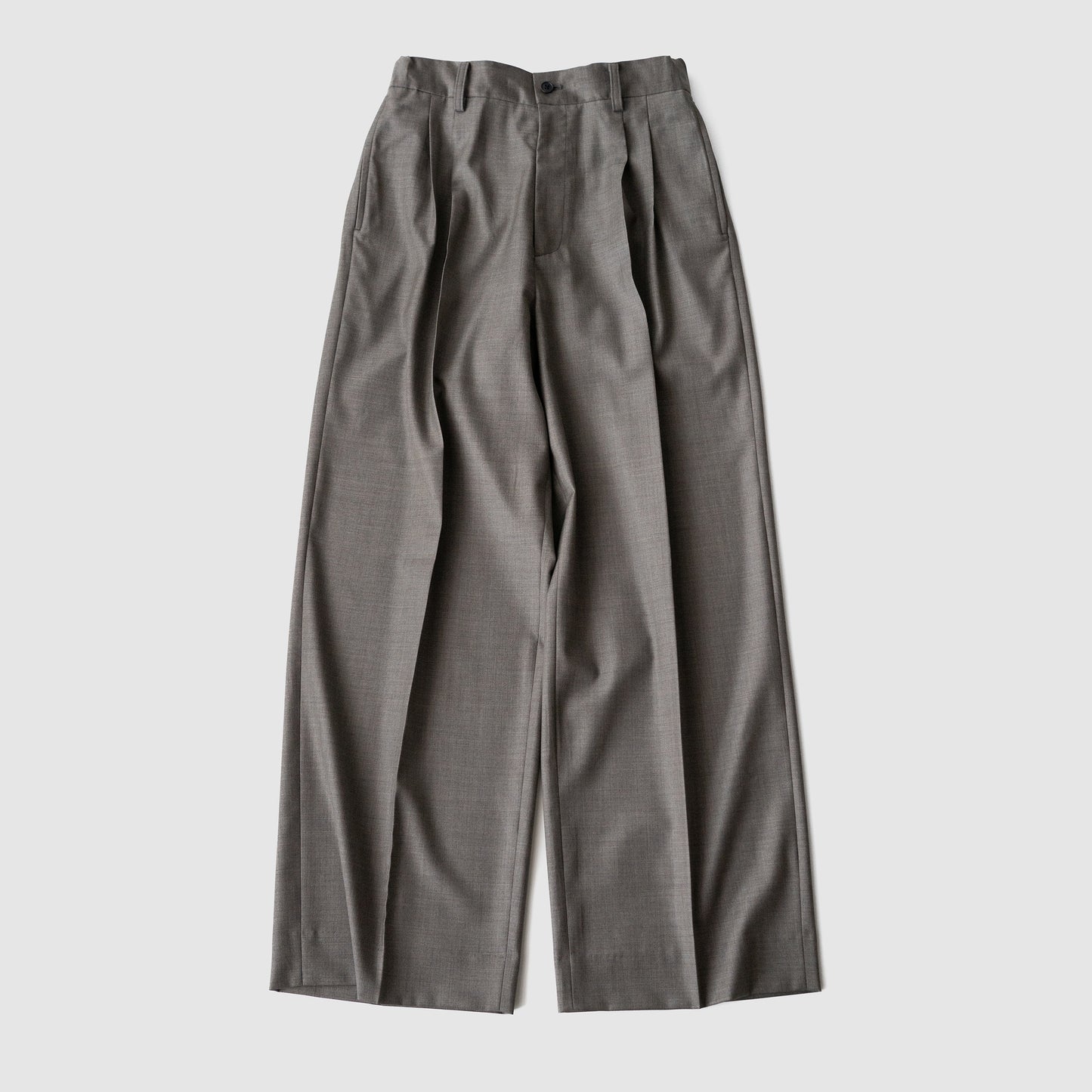 ssstein/ EXTRA FINE WOOL EASY LONG WIDE TROUSERS "GREIGE"