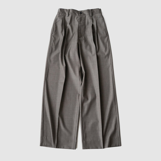 ssstein/ EXTRA FINE WOOL EASY LONG WIDE TROUSERS "GREIGE"