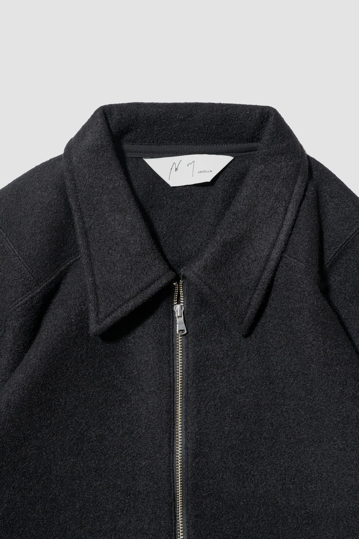 ANCELLM / WOOL PULL OVER SHIRT "BLACK"