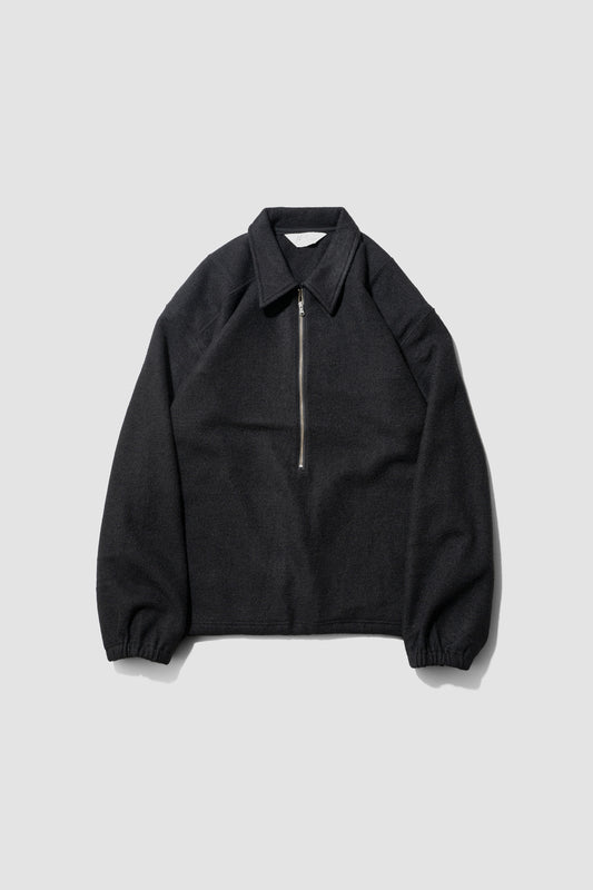 ANCELLM / WOOL PULL OVER SHIRT "BLACK"