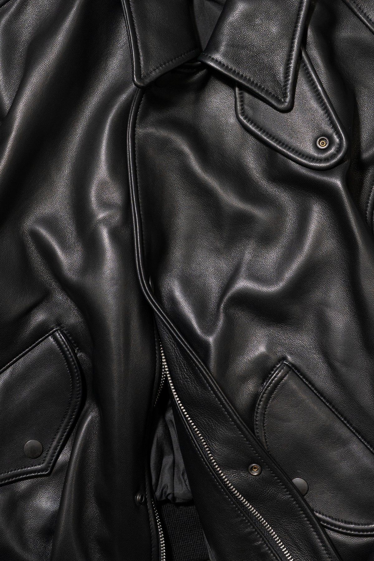 YOKE/ Lamb Leather Bomber Jacket "Black"