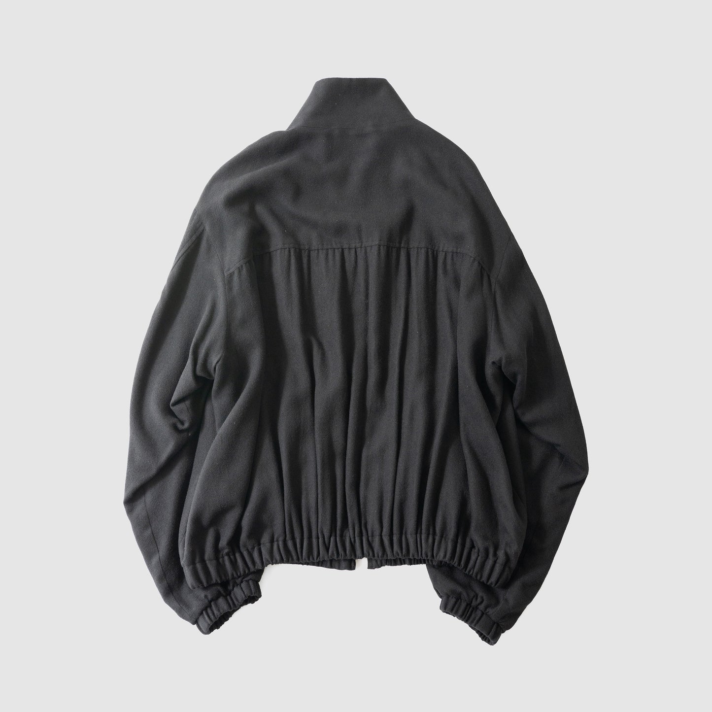 ssstein/ RAYON SILK FLANNEL SHIRRED LIGHT ZIP JACKET "BLACK"