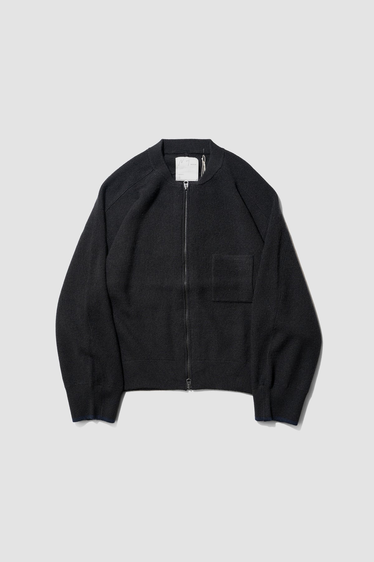 ANCELLM / FULL ZIPPED KNIT CARDIGAN "BLACK"