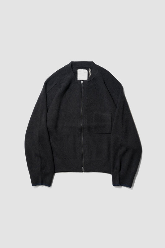 ANCELLM / FULL ZIPPED KNIT CARDIGAN "BLACK"