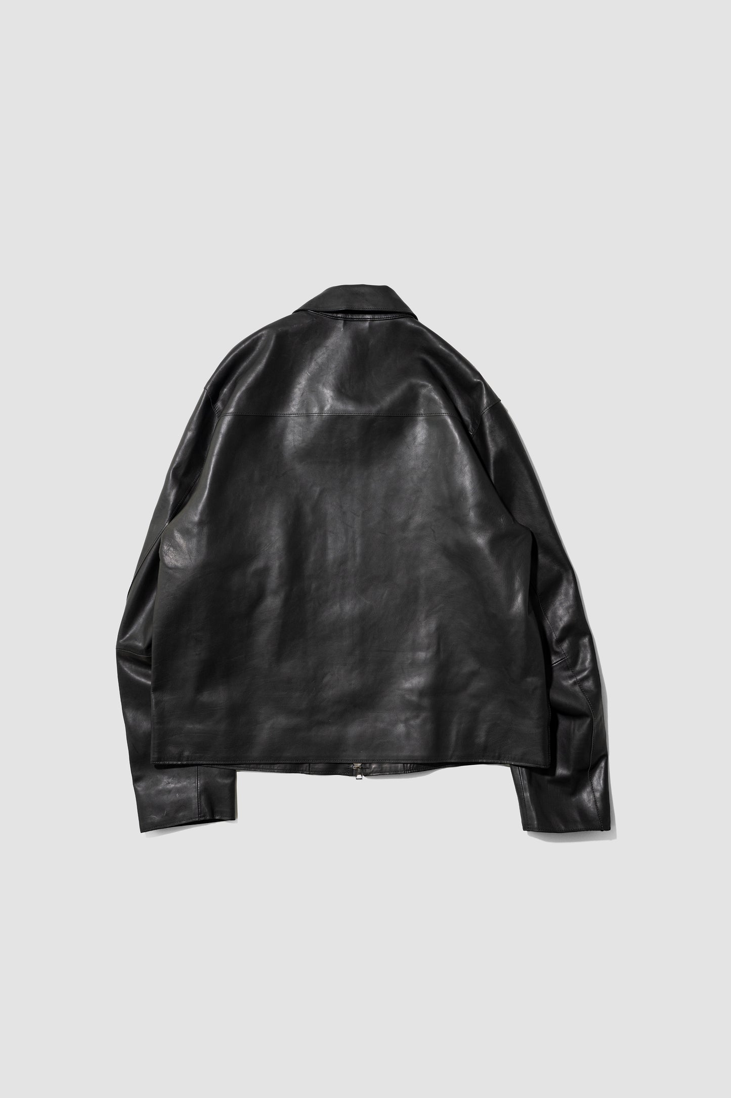 YOKE/ Calf Nappa Leather Minimal Blouson "BLACK"
