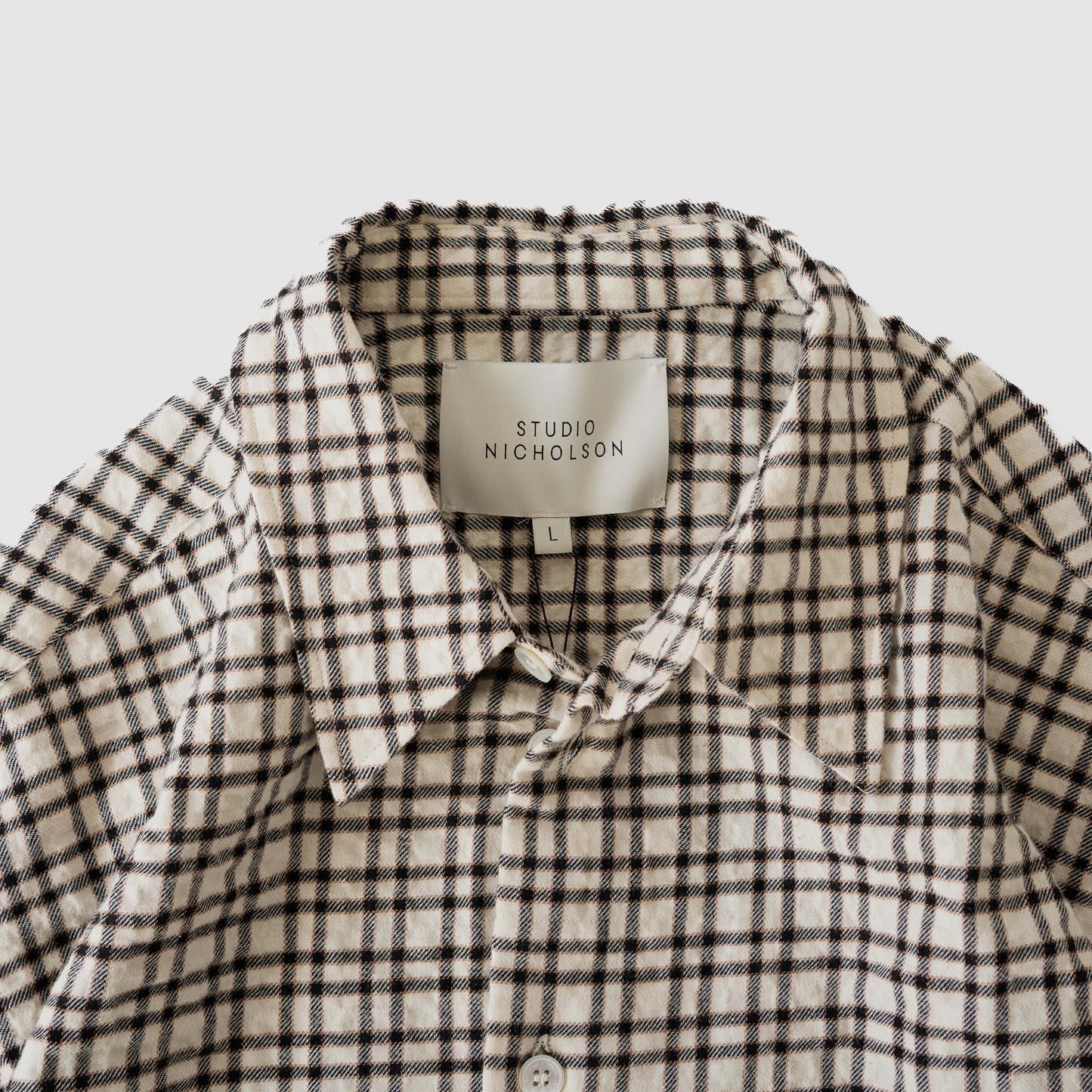 STUDIO NICHOLSON/ LONG SLEEVE SHIRT "CANVAS/BLACK CHECK"
