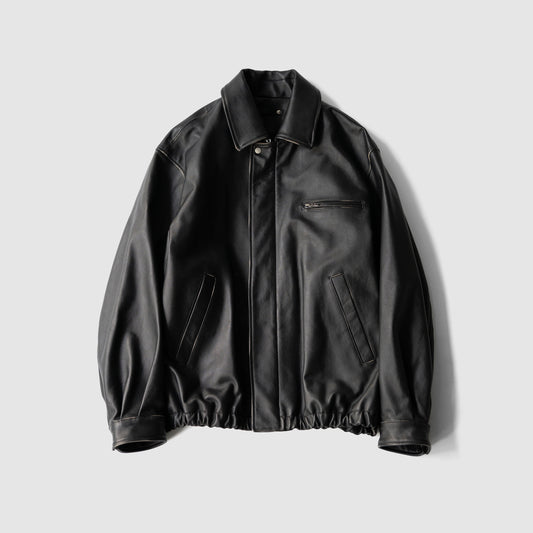 ssstein/ COW LEATHER VINTAGE ZIP JACKET "BLACK"