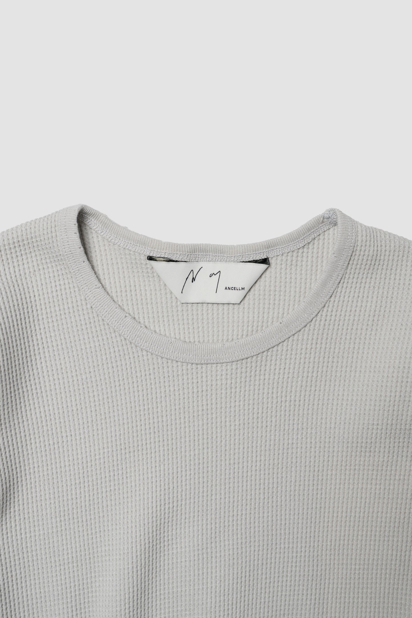 ANCELLM / DAMAGE WAFFLE CREW LS "GREIGE"