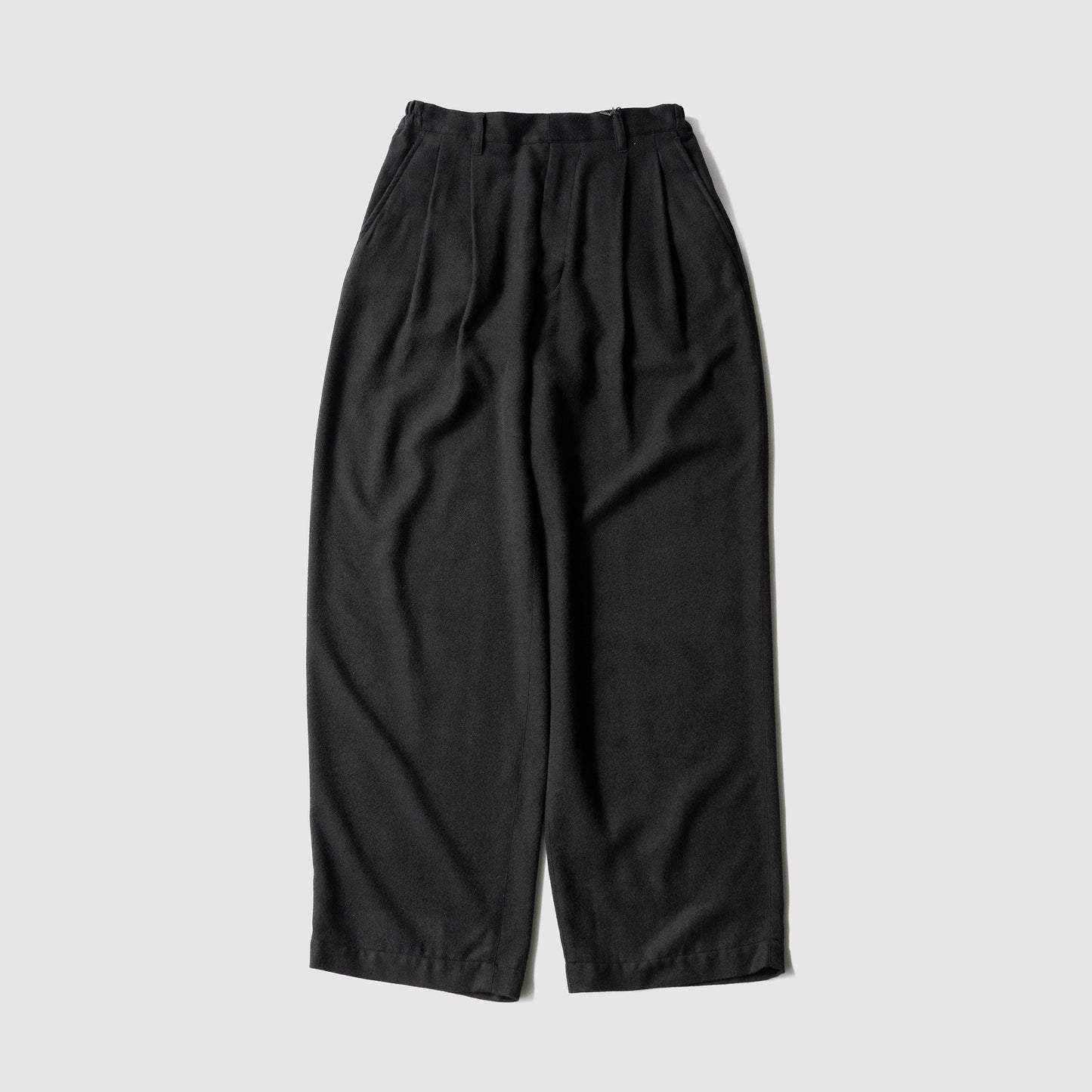 ssstein/ RAYON SILK FLANNEL WIDE EASY TROUSERS "BLACK"