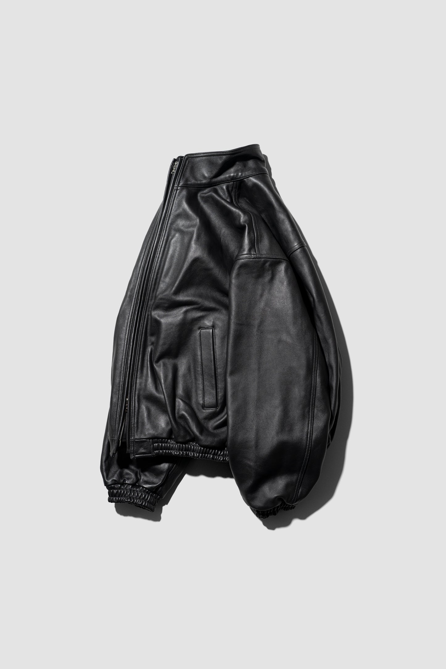 ssstein/ SHEEP LEATHER STAND COLLAR JACKET "BLACK"