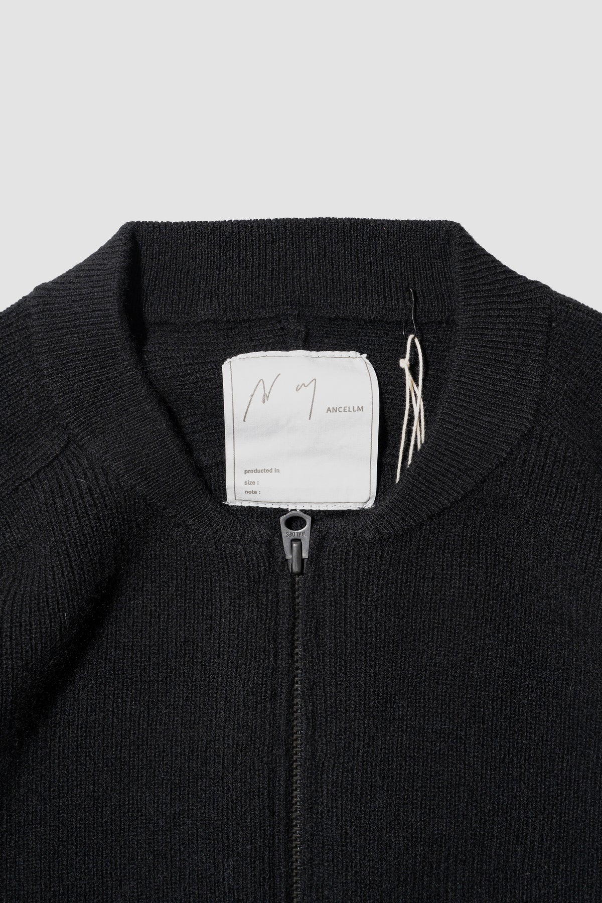 ANCELLM / FULL ZIPPED KNIT CARDIGAN "BLACK"