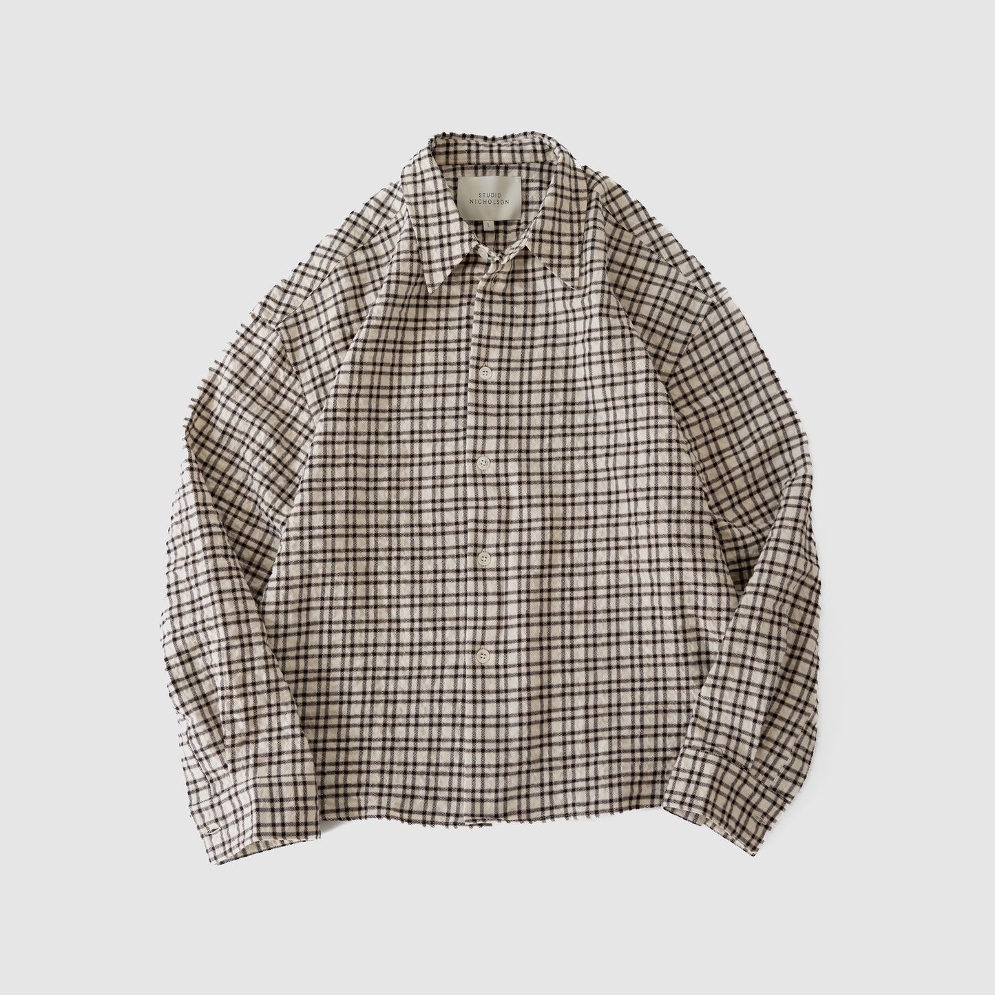 STUDIO NICHOLSON/ LONG SLEEVE SHIRT "CANVAS/BLACK CHECK"