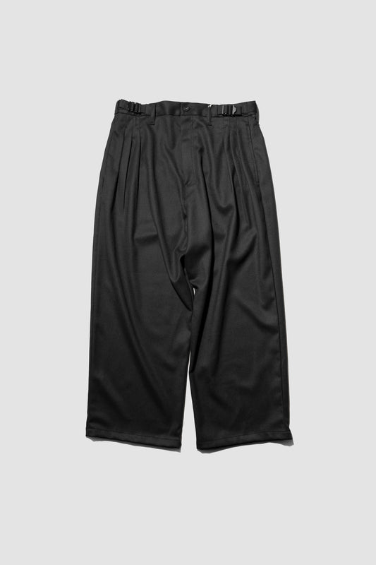 ANCELLM / BELTED WOOL SLACKS "BLACK"