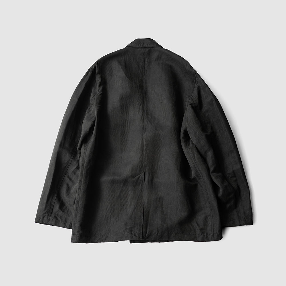 YOKE/ Linen Silk Kersey Double Breasted Blezer "BLACK"