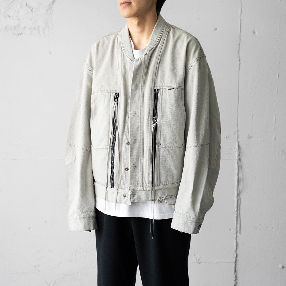 [50%OFF] ESSAY/ FOLD COLLAR DENIM JACKET "Bleach Black"