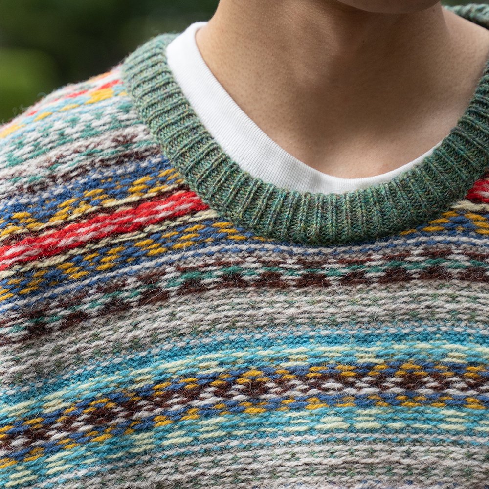 Kota Gushiken/ Jamieson's×Kota Gushiken Reverse Stitch Fair Isle "GRN"