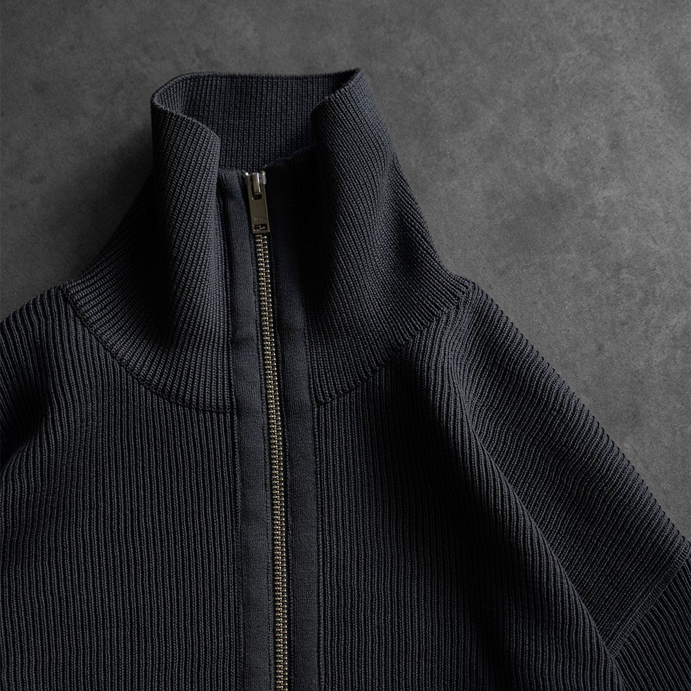 YOKE/ RIB ZIP-UP CARDIGAN "DUSTY NAVY"