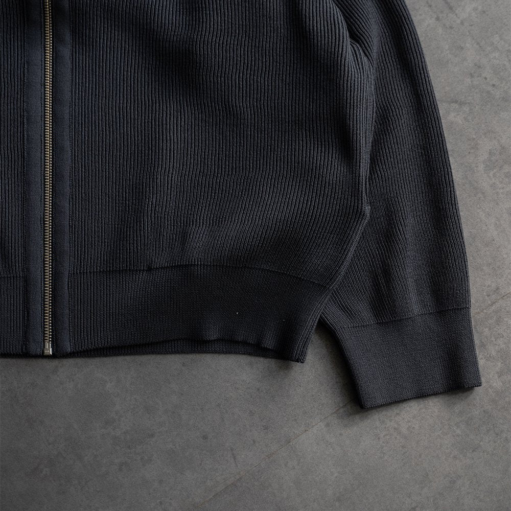 YOKE/ RIB ZIP-UP CARDIGAN "DUSTY NAVY"