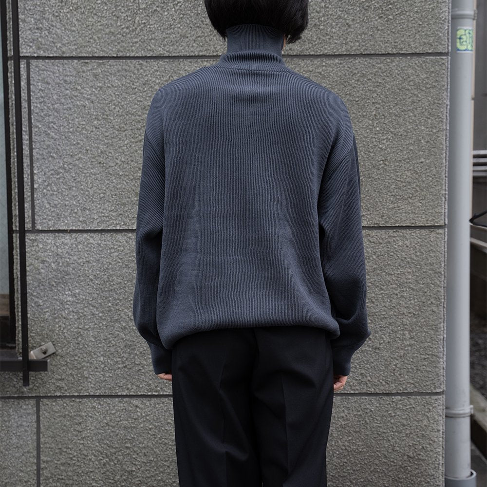 YOKE/ RIB ZIP-UP CARDIGAN "DUSTY NAVY"