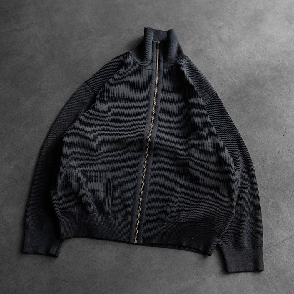 YOKE/ RIB ZIP-UP CARDIGAN "DUSTY NAVY"