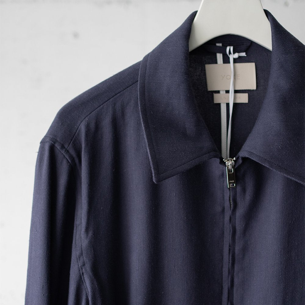 YOKE/ LINEN ZIP BLOUSON "FOG NAVY"