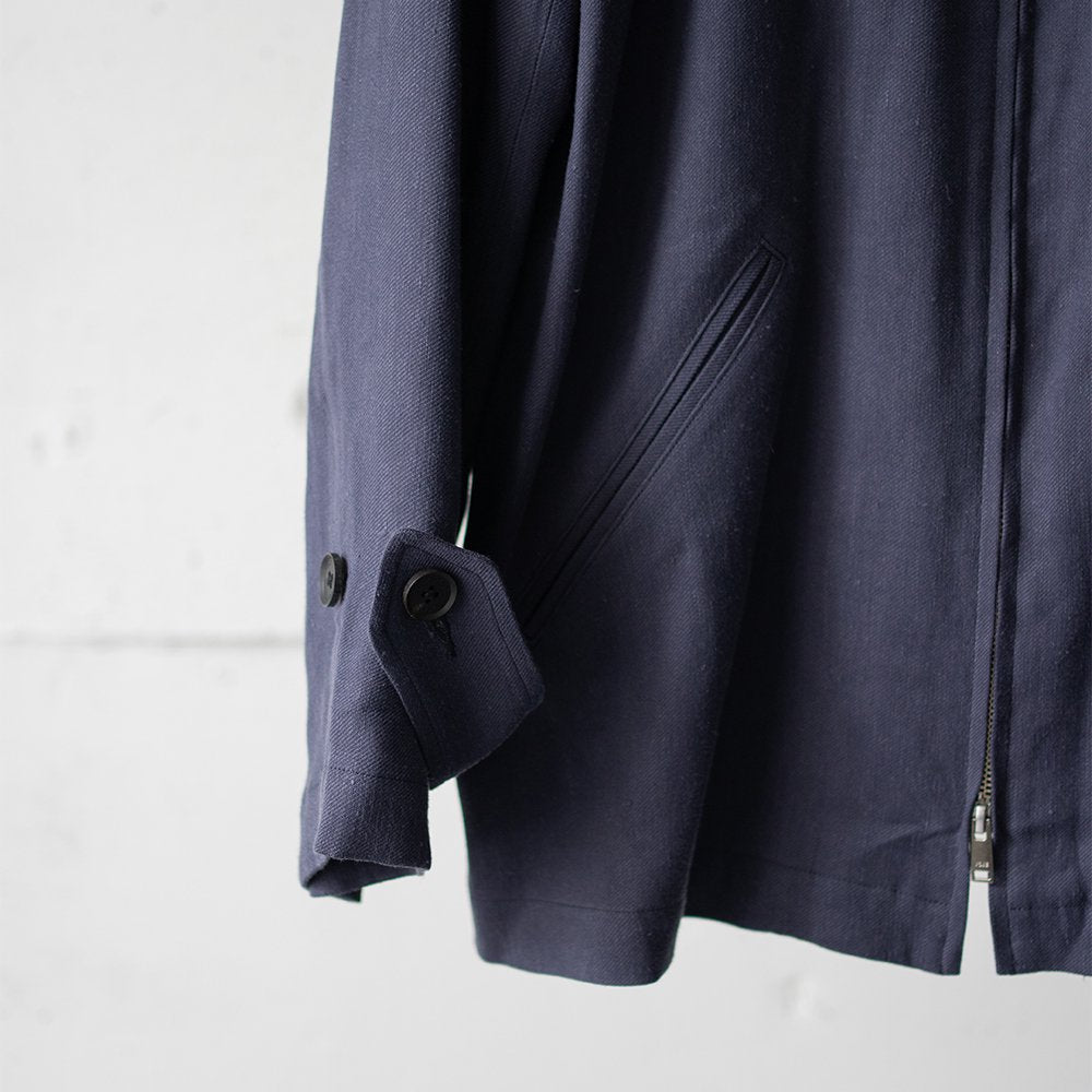 YOKE/ LINEN ZIP BLOUSON "FOG NAVY"